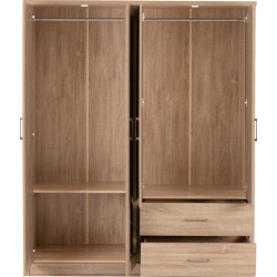 Lisbon 4 Door Wardrobe light oak effect internal