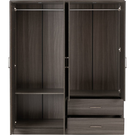 Lisbon 4 Door Wardrobe black wood grain