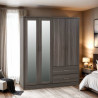 Lisbon 4 Door Wardrobe black wood grain front