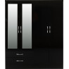 Nevada 4 Door 2 Drawer Mirrored Wardrobe black gloss front