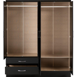 Nevada 4 Door 2 Drawer Mirrored Wardrobe black gloss internal