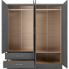 Nevada 4 Door 2 Drawer Mirrored Wardrobe 3d effect grey internal