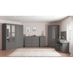 Nevada 4 Door 2 Drawer Mirrored Wardrobe 3d effect grey main
