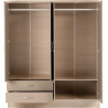 Nevada 4 Door 2 Drawer Mirrored Wardrobe oyster gloss light/oak effect veneer internal