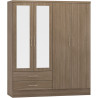 Nevada 4 Door 2 Drawer Mirrored Wardrobe rustic oak effect