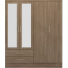 Nevada 4 Door 2 Drawer Mirrored Wardrobe rustic oak effect front