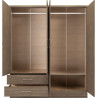 Nevada 4 Door 2 Drawer Mirrored Wardrobe rustic oak effect internal