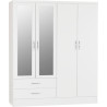 Nevada 4 Door 2 Drawer Mirrored Wardrobe white gloss