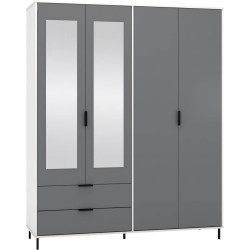 Madrid 4 Door 2 Drawer Mirrored Wardrobe Grey/White Gloss