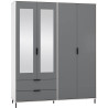 Madrid 4 Door 2 Drawer Mirrored Wardrobe Grey/White Gloss