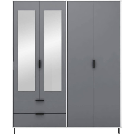 Madrid 4 Door 2 Drawer Mirrored Wardrobe Grey/White Gloss front