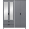 Madrid 4 Door 2 Drawer Mirrored Wardrobe Grey/White Gloss front