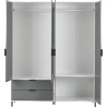 Madrid 4 Door 2 Drawer Mirrored Wardrobe Grey/White Gloss opened