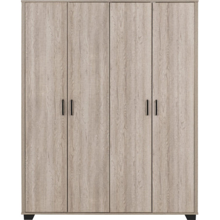 Oliver 4 Door Wardrobe Light Oak Effect front