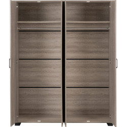Oliver 4 Door Wardrobe Light Oak Effect opened