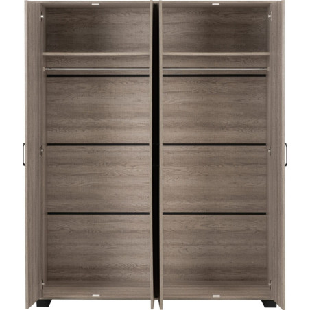 Oliver 4 Door Wardrobe Light Oak Effect opened