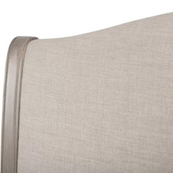 Camille Oatmeal Fabric and Oak Wooden Bed headend edge