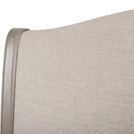 Camille Oatmeal Fabric and Oak Wooden Bed headend edge