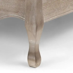 Camille Oatmeal Fabric and Oak Wooden Bed leg