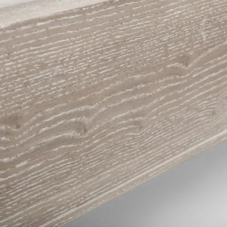 Camille Oatmeal Fabric and Oak Wooden Bed siderail