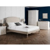 Camille Oatmeal Fabric and Oak Wooden Bed main view