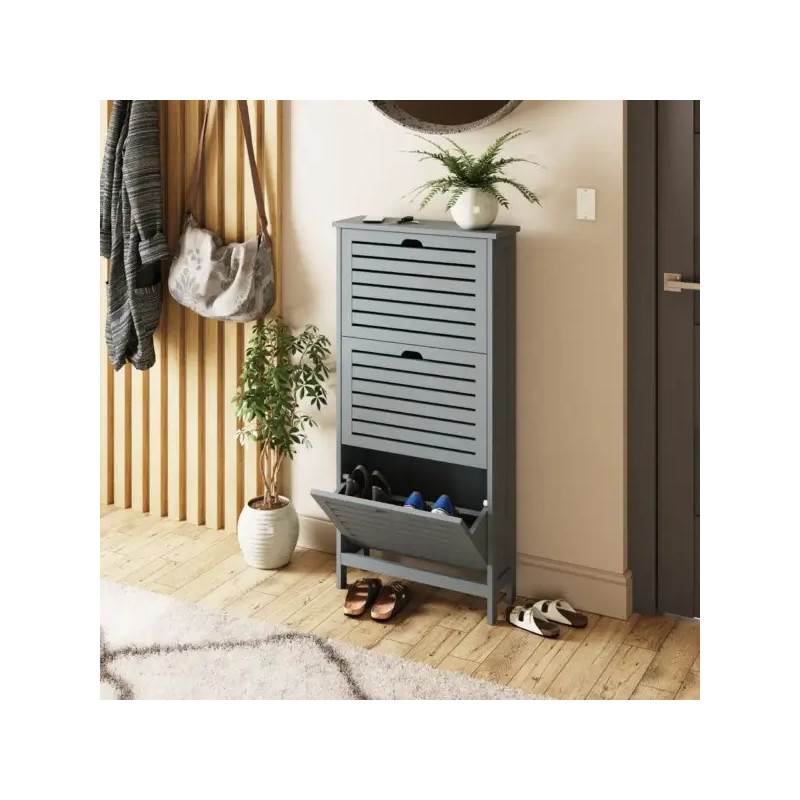 Bergen Three Tier Shoe Cabinet grey