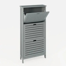 Bergen Three Tier Shoe Cabinet grey top tier opened