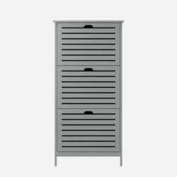 Bergen Three Tier Shoe Cabinet grey front view