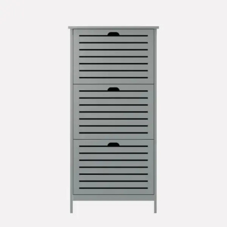 Bergen Three Tier Shoe Cabinet grey front view
