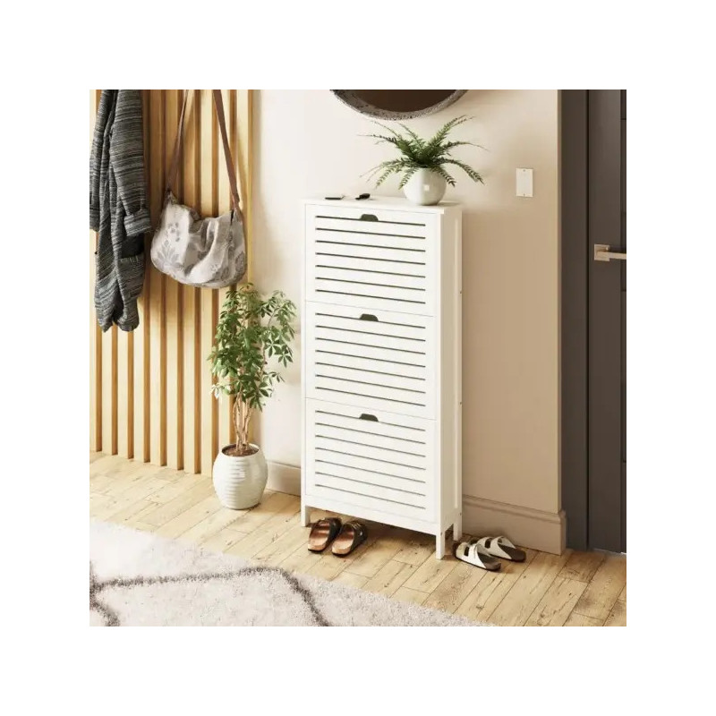 Bergen Three Tier Shoe Cabinet white