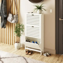 Bergen Three Tier Shoe Cabinet white opened