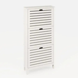 Bergen Three Tier Shoe Cabinet white side view