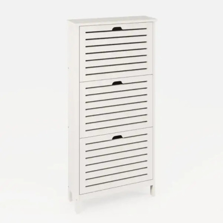 Bergen Three Tier Shoe Cabinet white side view