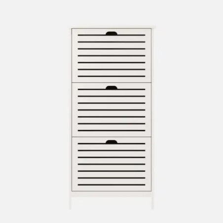 Bergen Three Tier Shoe Cabinet white front view