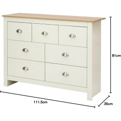 Lancaster 7 Drawer Merchant Chest cream dimensional view