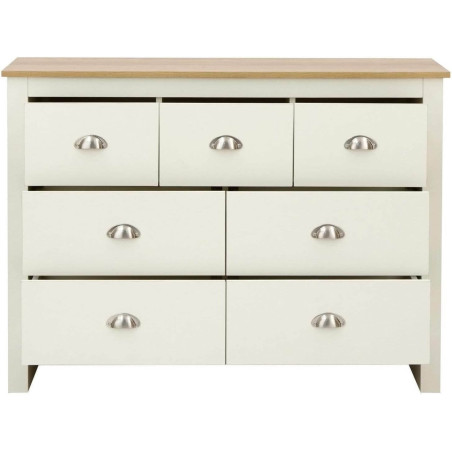 Lancaster 7 Drawer Merchant Chest cream opened