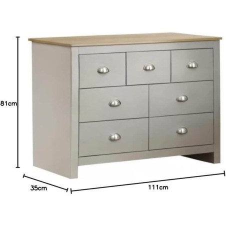 Lancaster 7 Drawer Merchant Chest grey dimensions