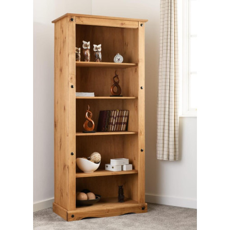 Corona Tall Bookcase Distressed Waxed Pine