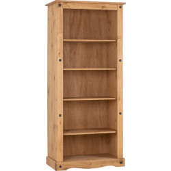 Corona Tall Bookcase Distressed Waxed Pine side