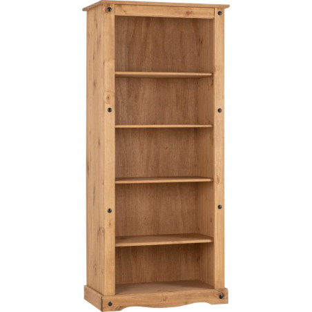 Corona Tall Bookcase Distressed Waxed Pine side