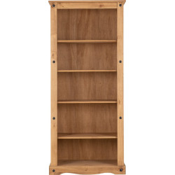 Corona Tall Bookcase Distressed Waxed Pine front