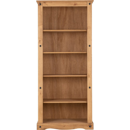 Corona Tall Bookcase Distressed Waxed Pine front