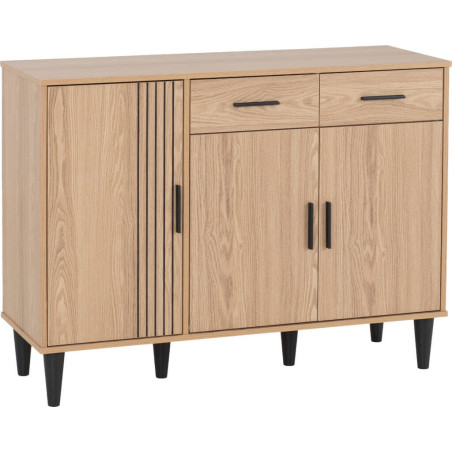 Tessa 3 Door 2 Drawer Sideboard Natural Oak Effect side view