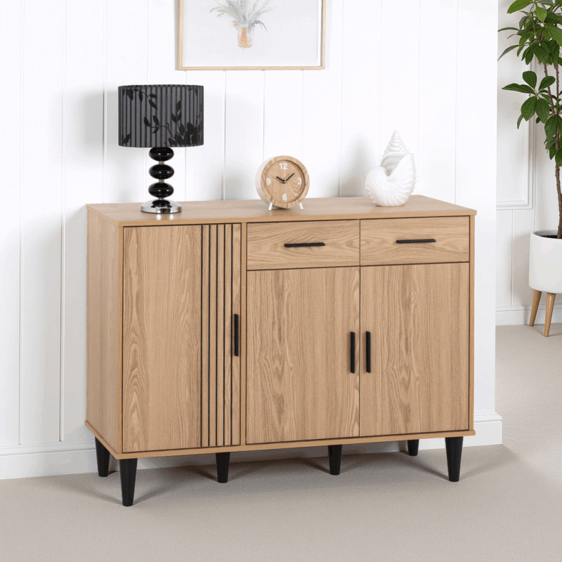 Tessa 3 Door 2 Drawer Sideboard Natural Oak Effect
