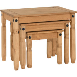 Corona Nest Of Tables Distressed Waxed Pine front