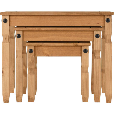 Corona Nest Of Tables Distressed Waxed Pine closed