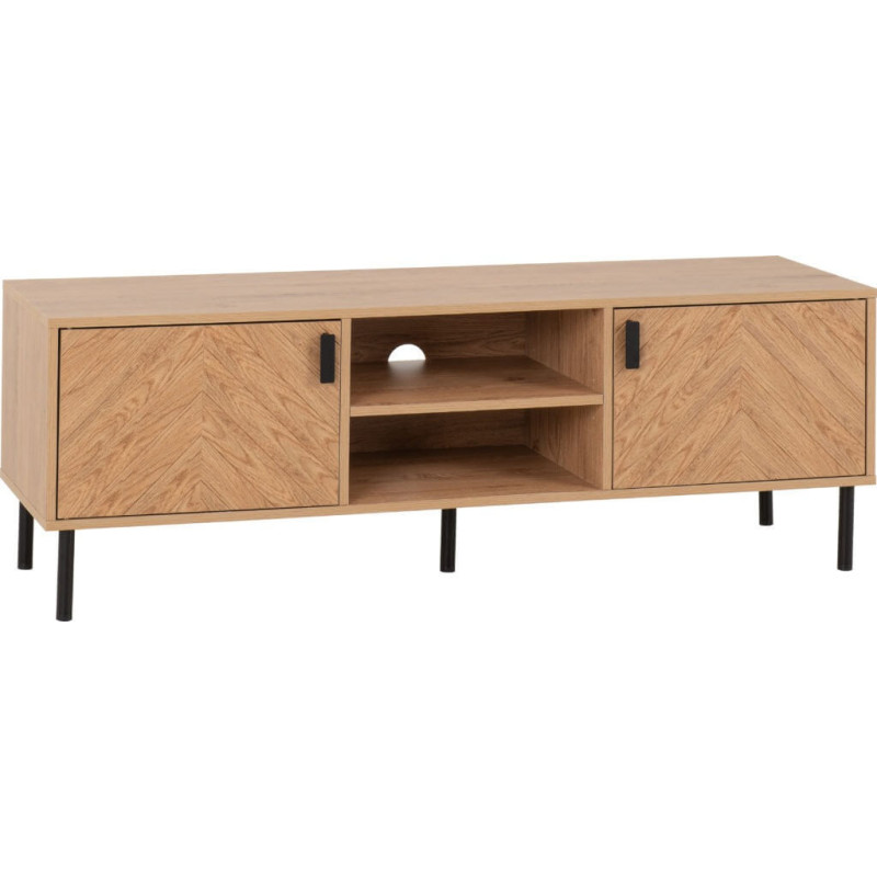 Leon 2 Door TV Unit Medium Oak Effect side
