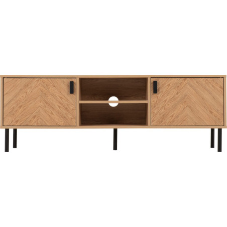 Leon 2 Door TV Unit Medium Oak Effect opened