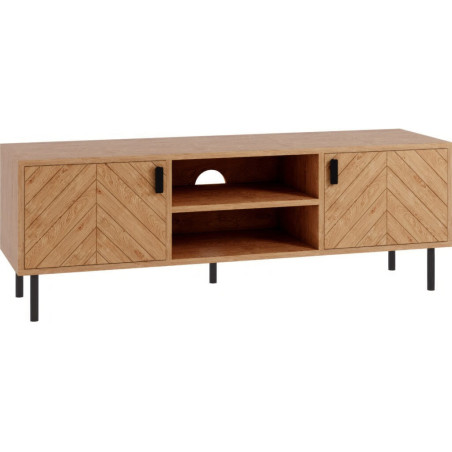 Leon 2 Door TV Unit Medium Oak Effect closed
