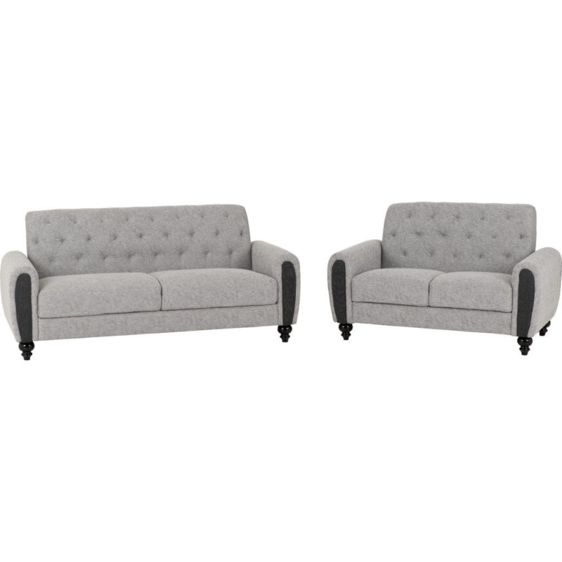 Chester 3+2 Suite Sofa Set Light Grey Fabric plain image